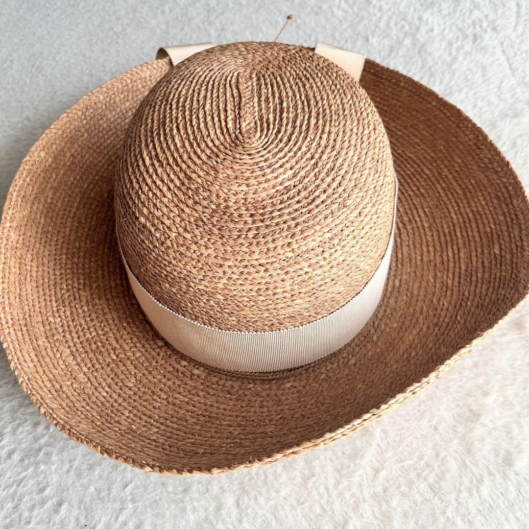 極美品✨ヘレンカミンスキー ニューポート ラフィアハット 麦わら帽子 リボン