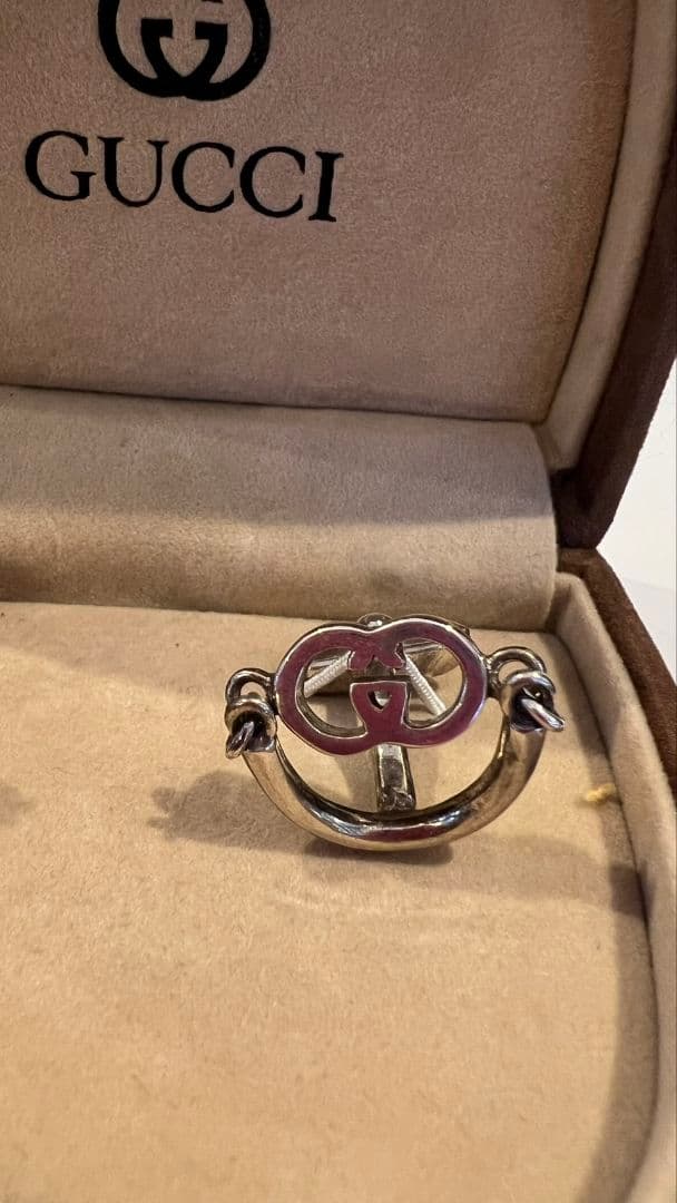 希少 【美品】GUCCI カフス 銀製馬具 オールドグッチ インターロッキング