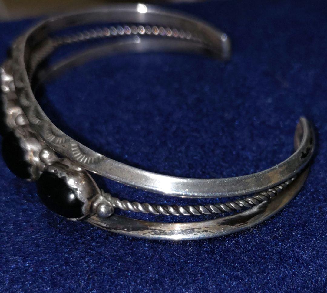 sterling オニキス バングル vintage ナバホ インディアン