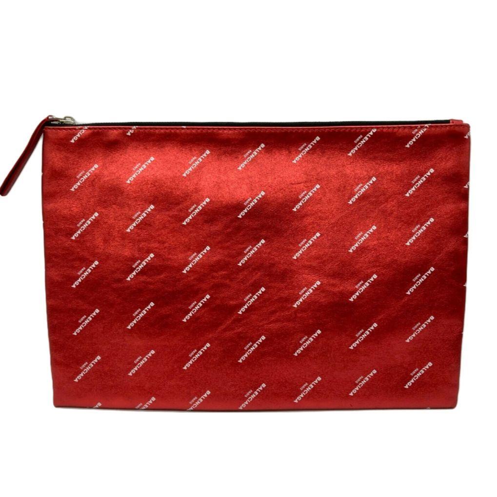 最終価格！BALENCIAGAバレンシアガ ロゴクラッチバッグ パーティーレッド