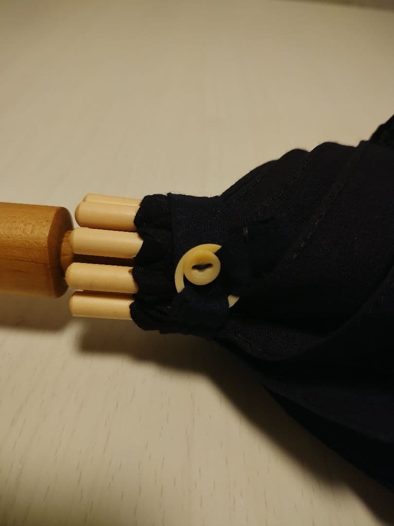 新品　藍染布地の日傘　麻　白木手元 　日本製　長傘　和傘