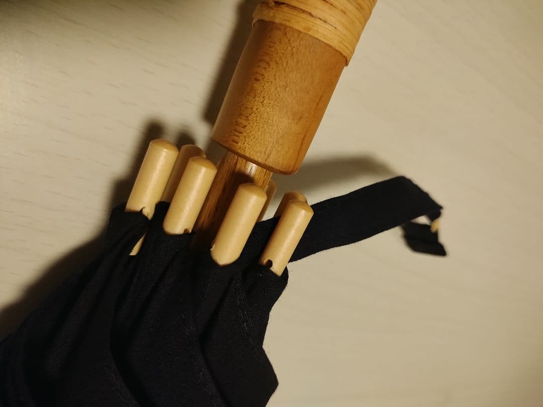 新品　藍染布地の日傘　麻　白木手元 　日本製　長傘　和傘