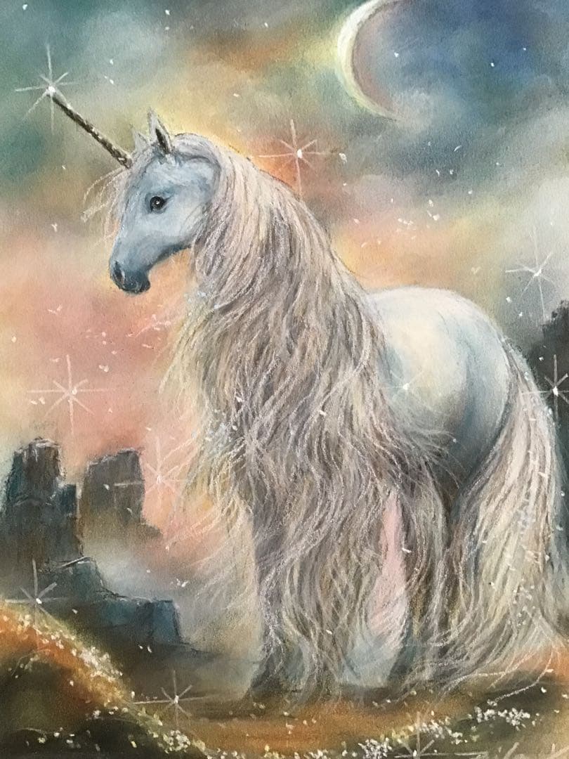 rainbow angel ハンドメイドパステル画　絵画アート原画