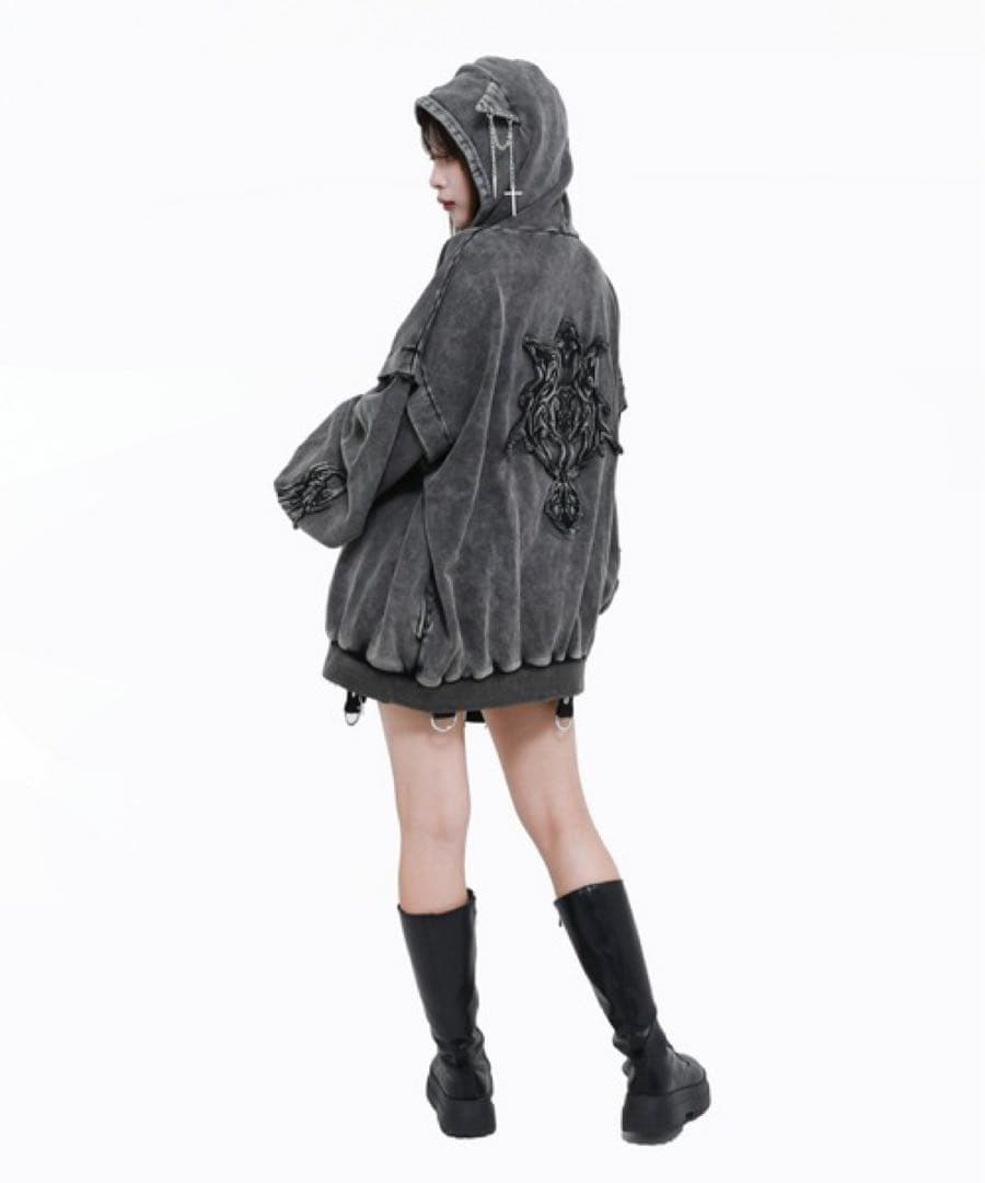 『REFLEM/レフレム』猫耳ZIPパーカー/ジップアップパーカー グレー