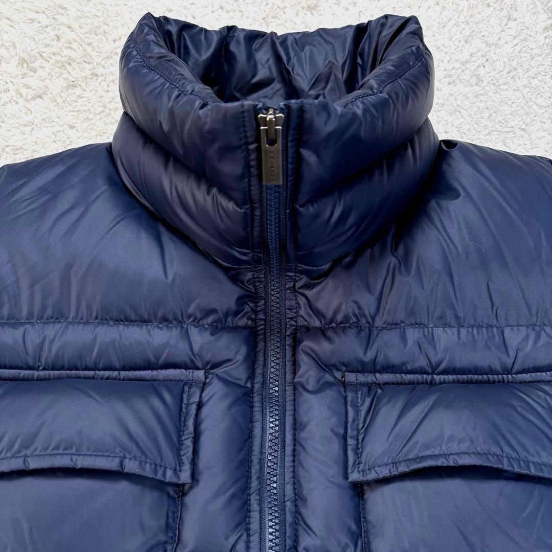 ピレネックス　バジーレ　ダウンジャケット　ロゴワッペン　スタンドカラー　ネイビー