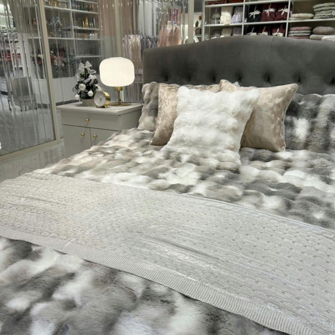 【Francfranc】WARMYポコモコファー 掛け布団カバー ダブル グレー