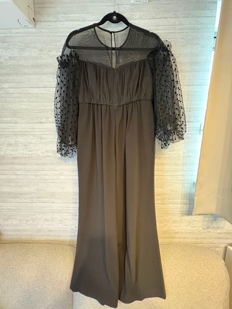 flocky dot pants dress ブラック