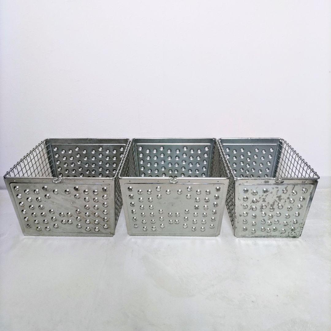 VINTAGE \"LYON\" L BASKET　ステンレスバスケット