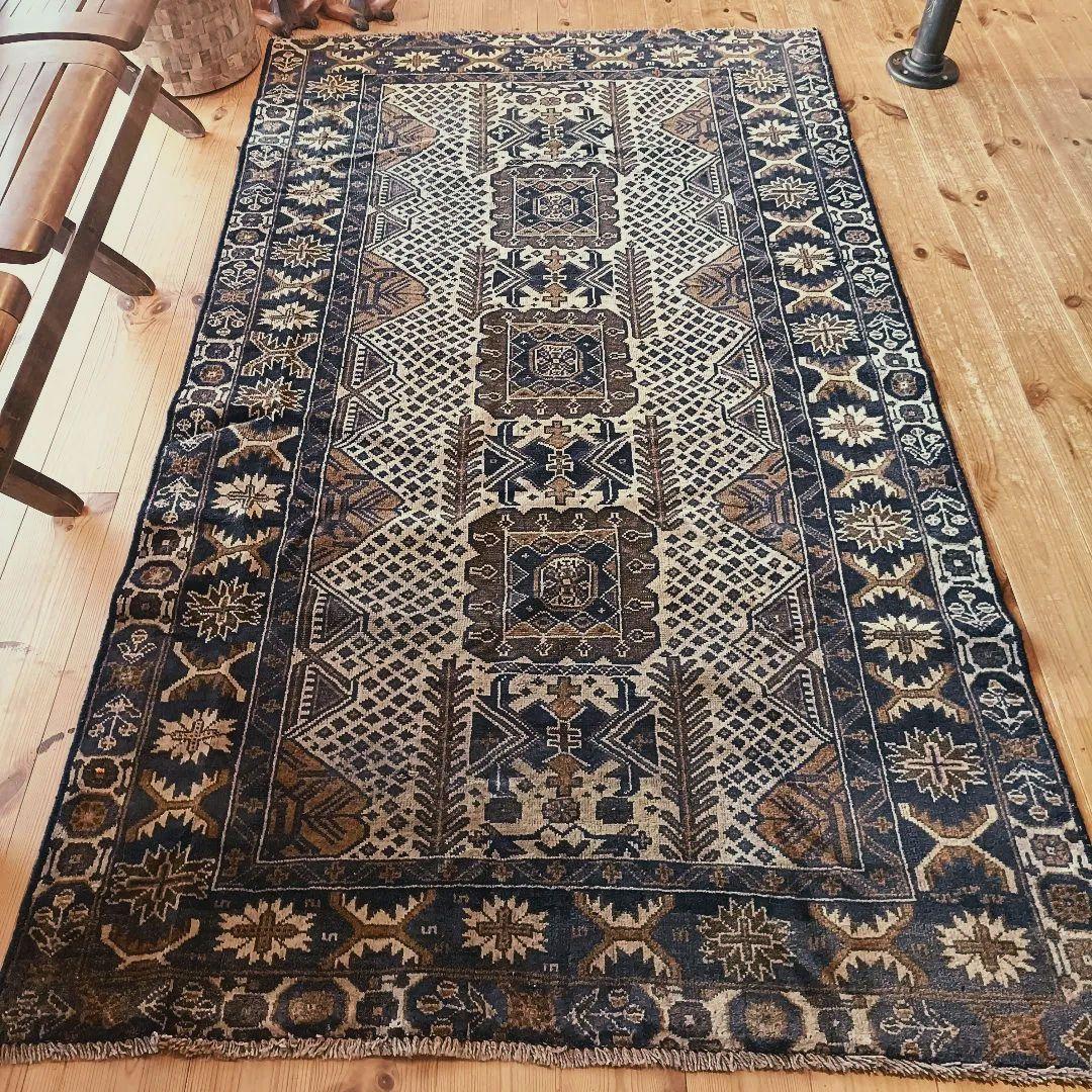 【値下げご依頼】60s ロング！L195cm トライバルラグ ヴィンテージラグ