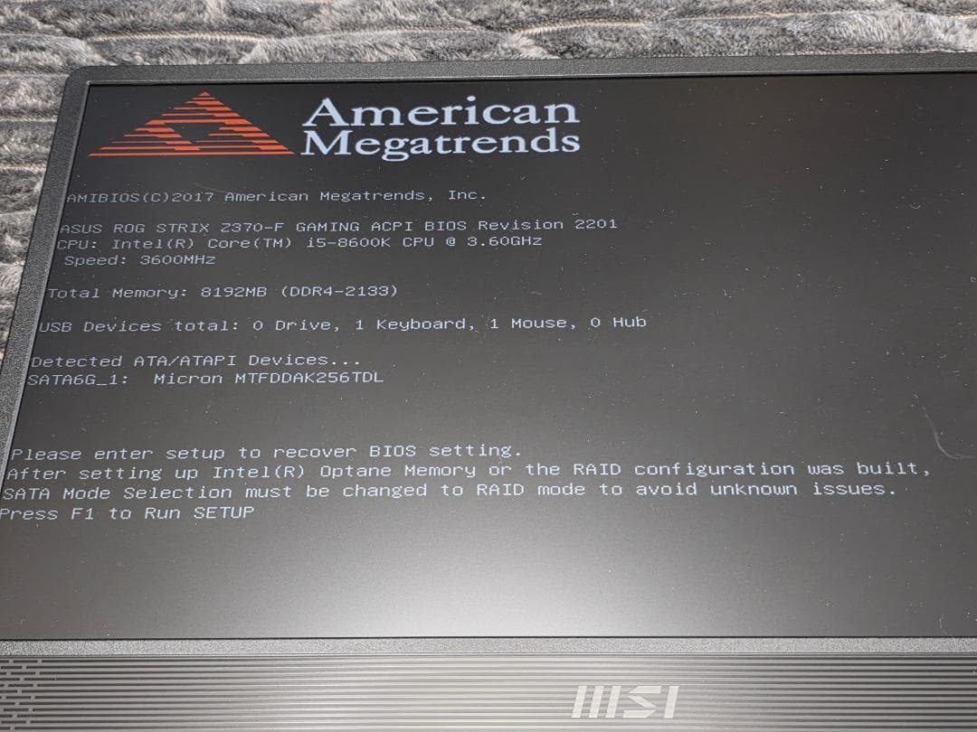 [ジャンク] Intel Core i5-8600K、ROG Z370-F