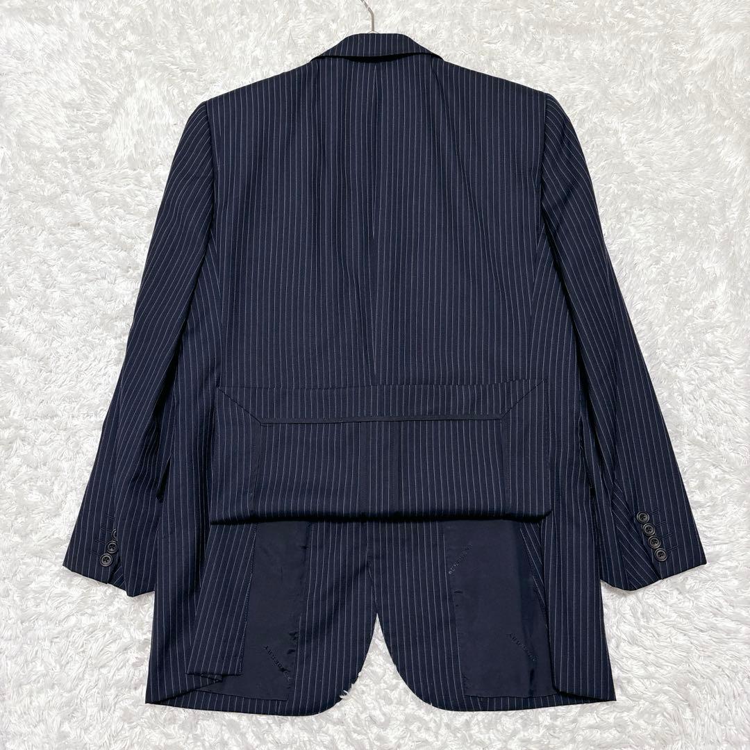シルク混✨バーバリーロンドン セットアップ スーツ ストライプ AB4 ネイビー