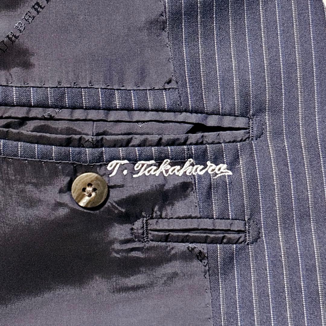 シルク混✨バーバリーロンドン セットアップ スーツ ストライプ AB4 ネイビー