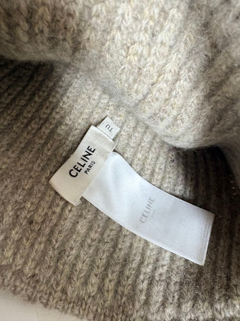美品【セリーヌ CELINE】 トリオンフニット帽 /ベージュ