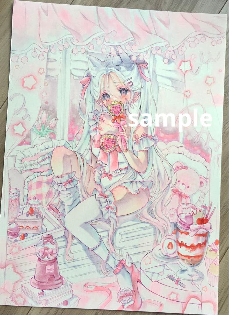 F4サイズ　原画　『よわよわ魔法少女♡』