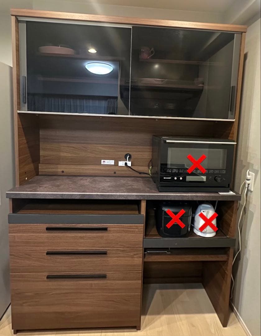 パモウナ 食器棚 キッチンボード 引き戸 キッチン収納 ウォールナット