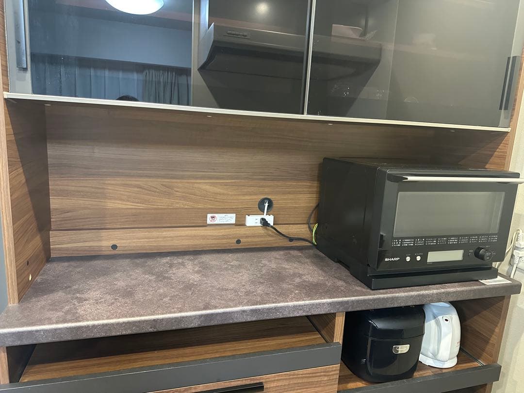 パモウナ 食器棚 キッチンボード 引き戸 キッチン収納 ウォールナット