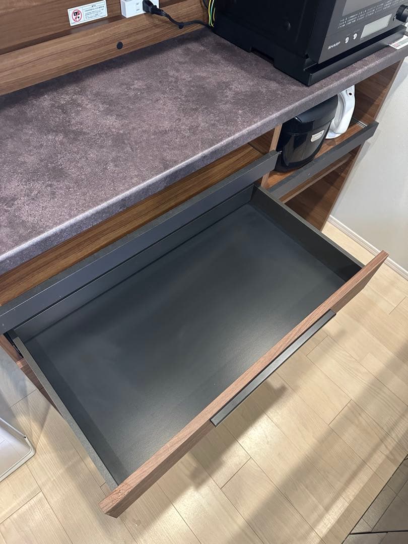 パモウナ 食器棚 キッチンボード 引き戸 キッチン収納 ウォールナット