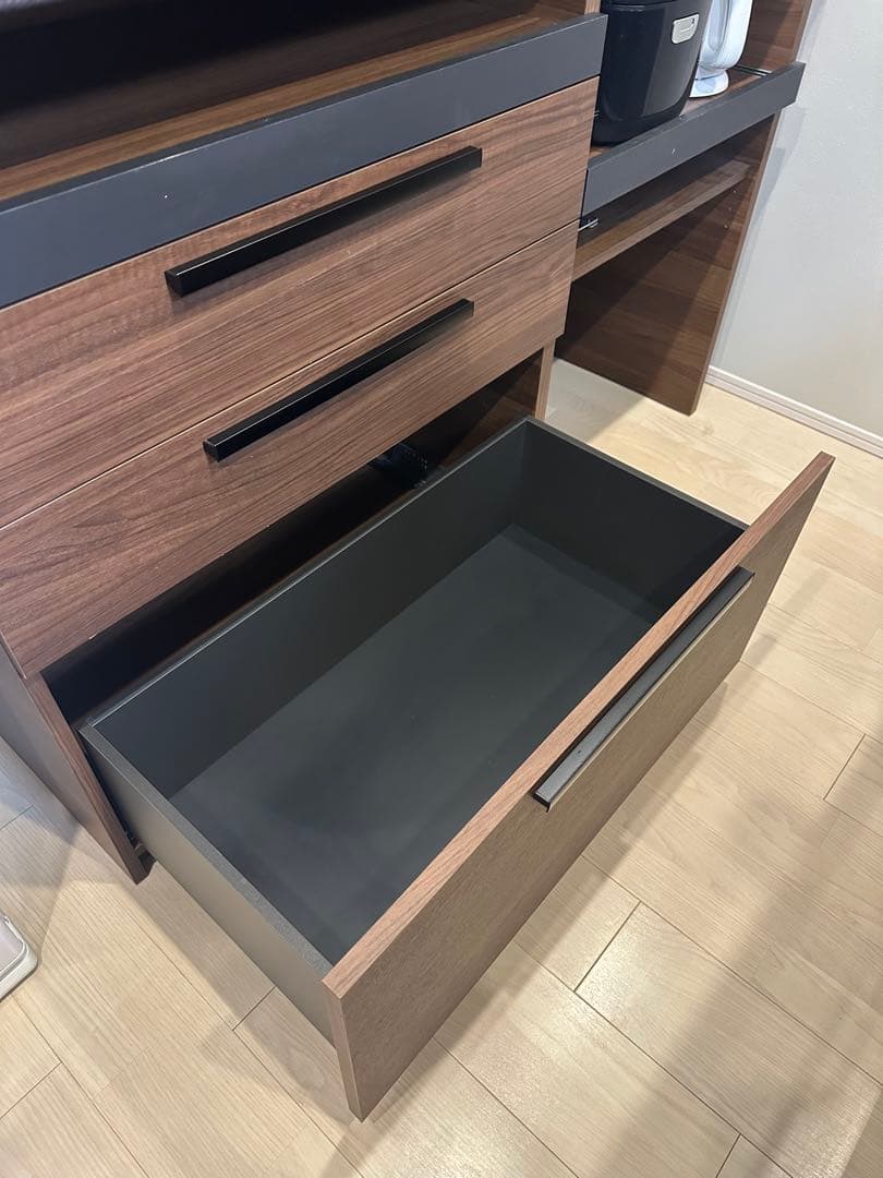 パモウナ 食器棚 キッチンボード 引き戸 キッチン収納 ウォールナット