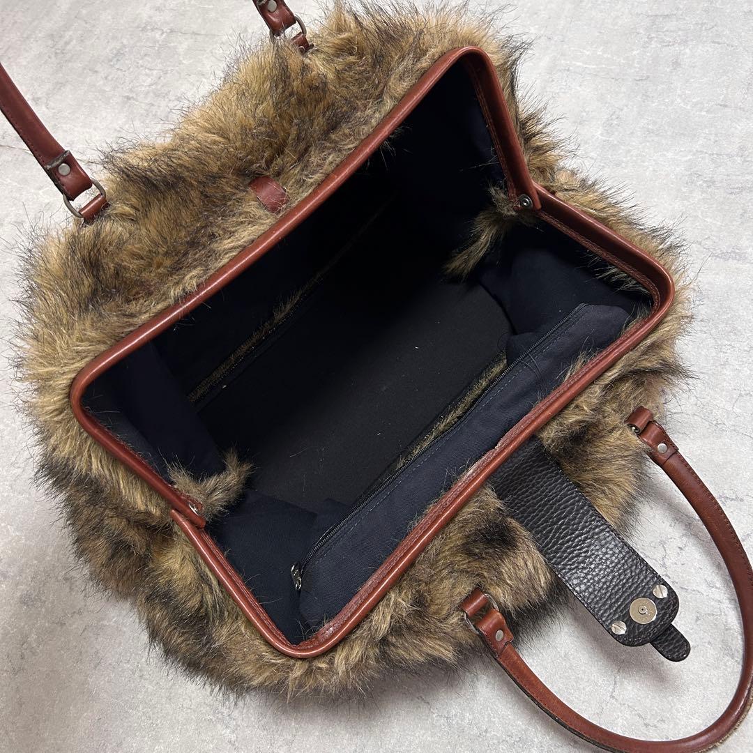 バッグ 70s vintage faux fur leather boston bag