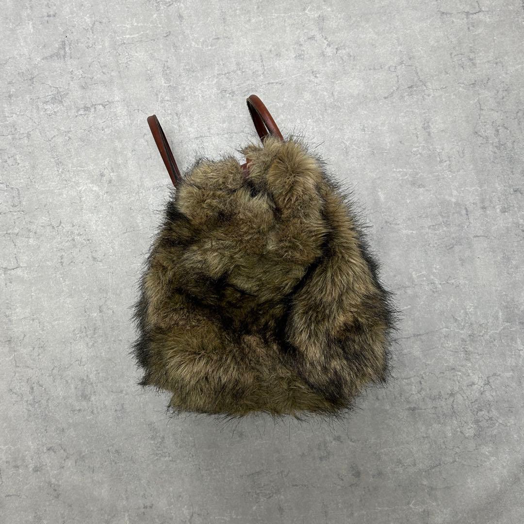 バッグ 70s vintage faux fur leather boston bag