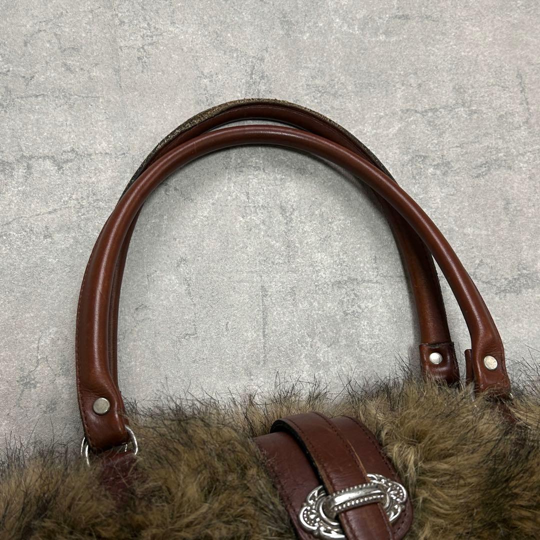 バッグ 70s vintage faux fur leather boston bag