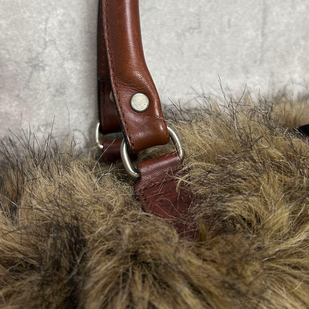 バッグ 70s vintage faux fur leather boston bag