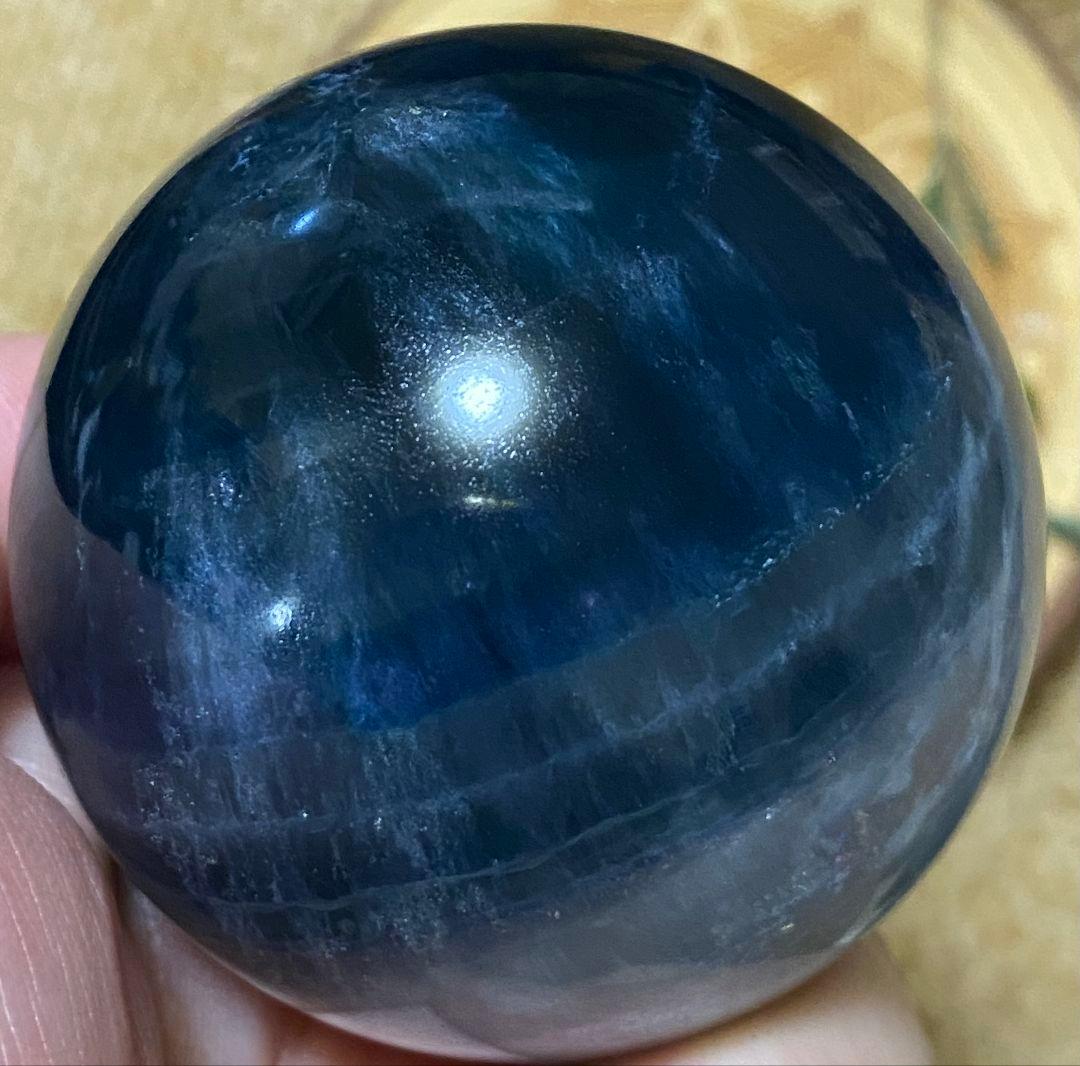 ★ブルー✖ホワイト★フローライト★ラビットヘア★キラキラ オーロラ 虹★スフィア