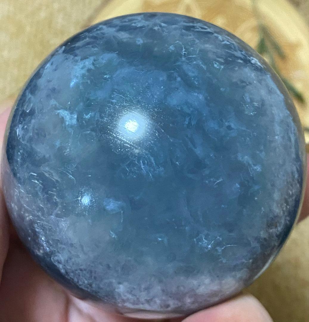 ★ブルー✖ホワイト★フローライト★ラビットヘア★キラキラ オーロラ 虹★スフィア