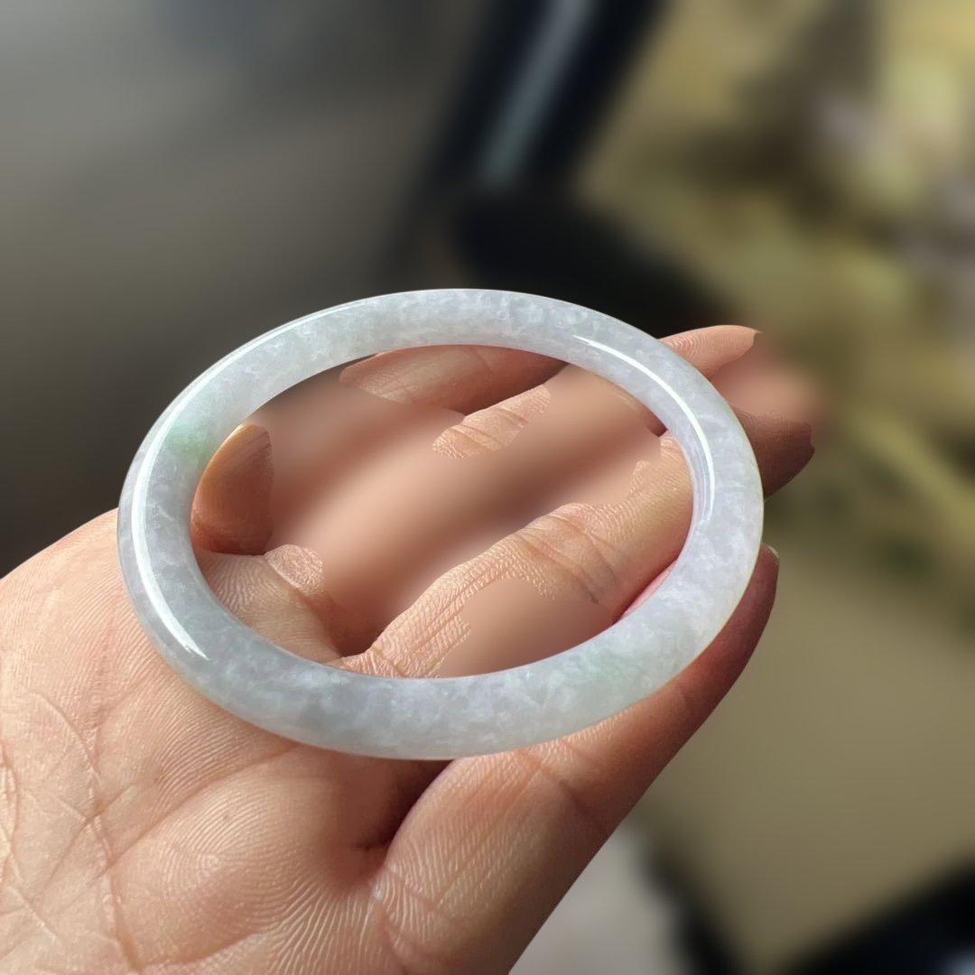 本翡翠、氷糯種丸型バングル　〜55