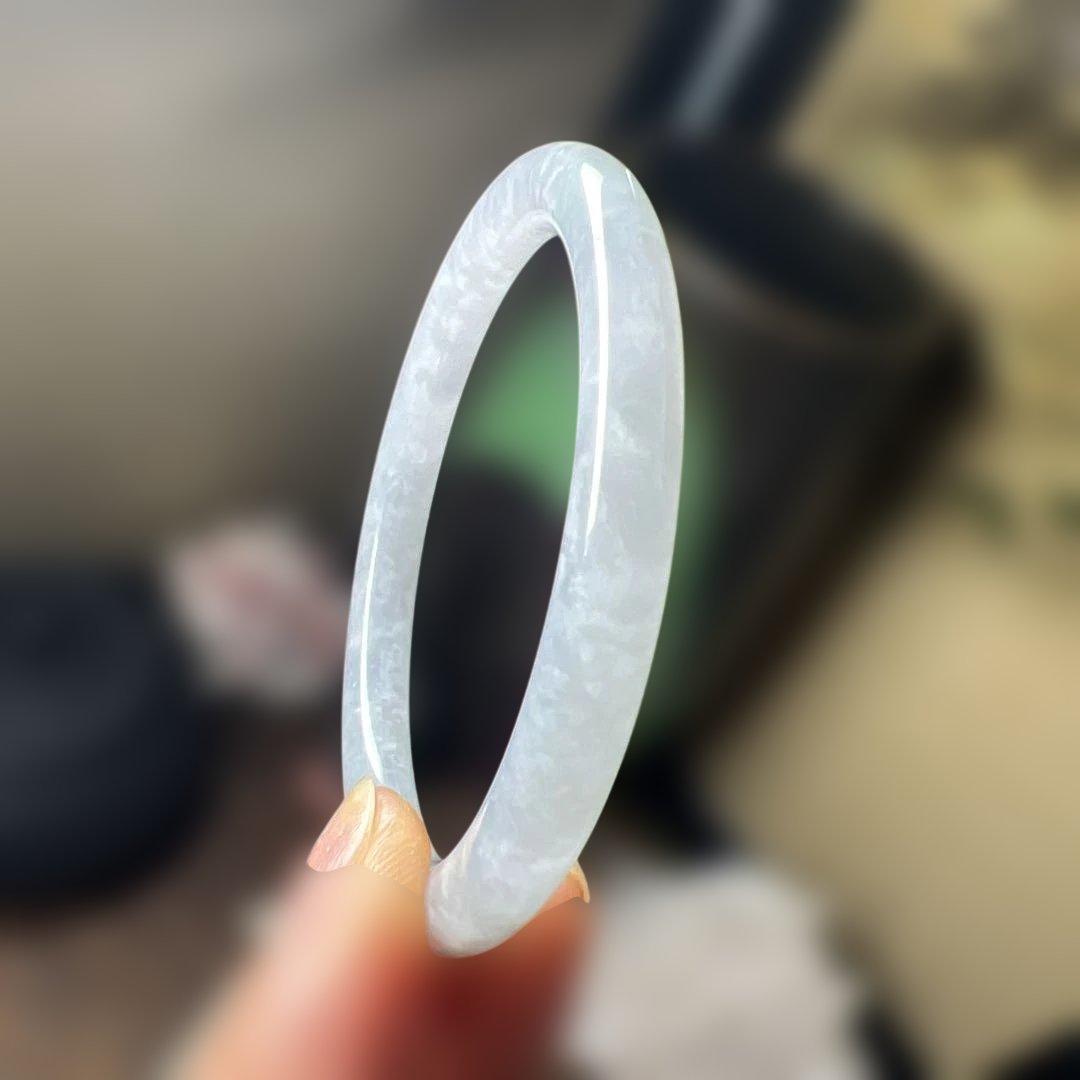 本翡翠、氷糯種丸型バングル　〜55