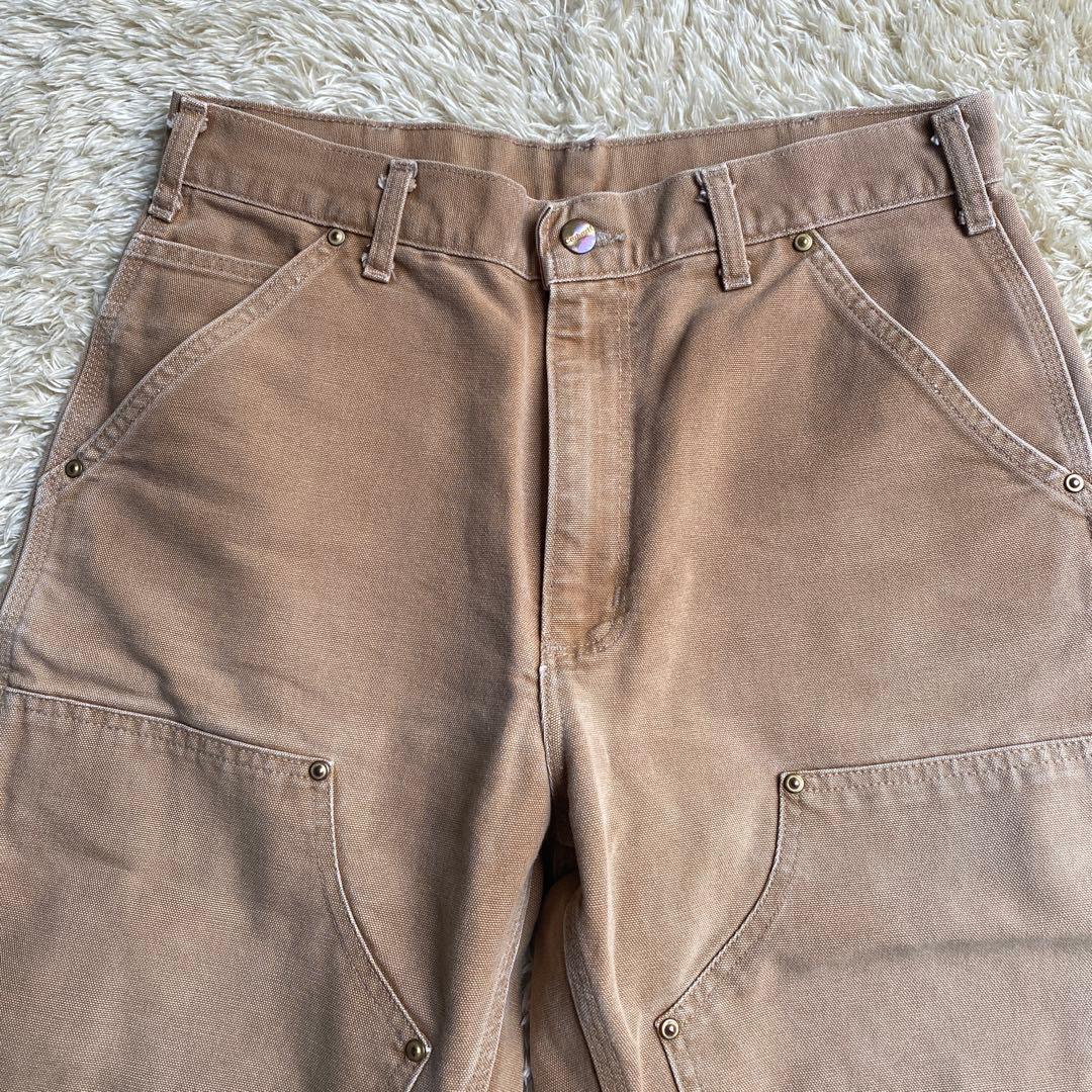 【USA製】カーハート ダブルニー W32 L30 ダンガリーフィット ブラウン