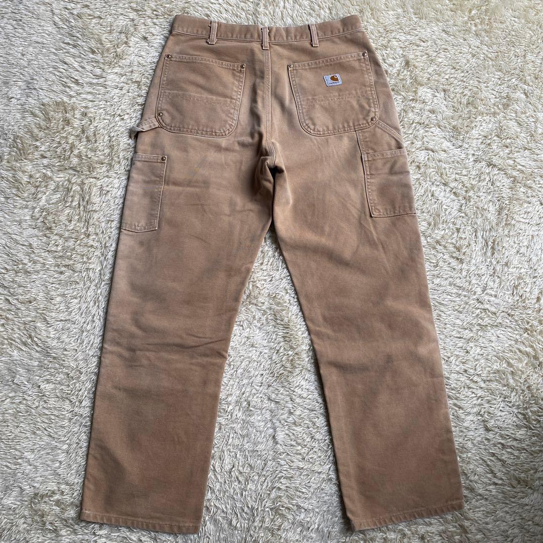 【USA製】カーハート ダブルニー W32 L30 ダンガリーフィット ブラウン