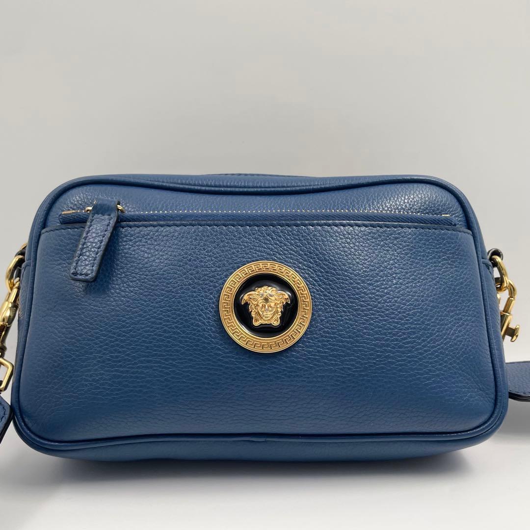【✨極美品】 ヴェルサーチ カメラバッグ メデューサ 2way グレカ ブルー