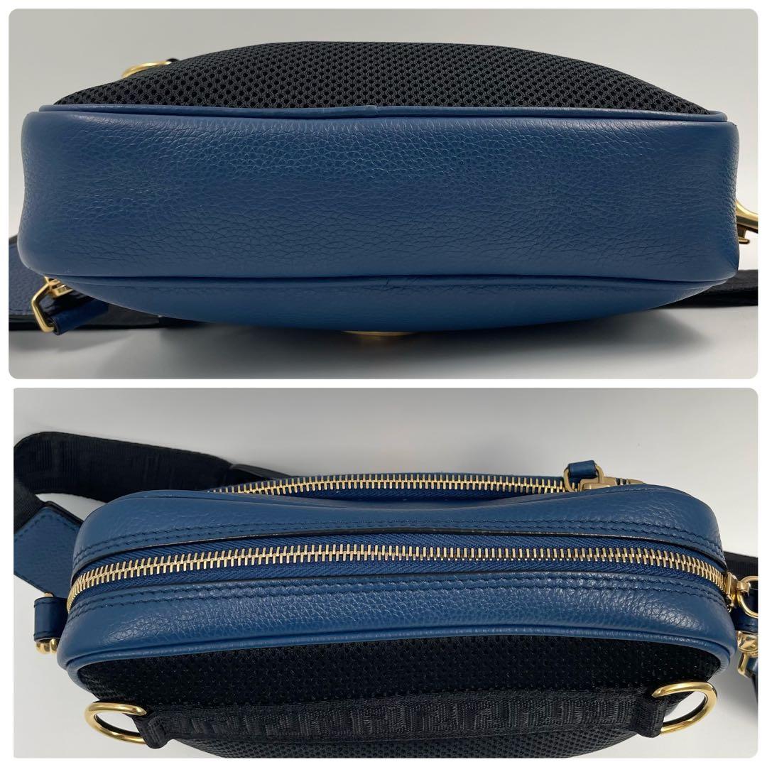 【✨極美品】 ヴェルサーチ カメラバッグ メデューサ 2way グレカ ブルー