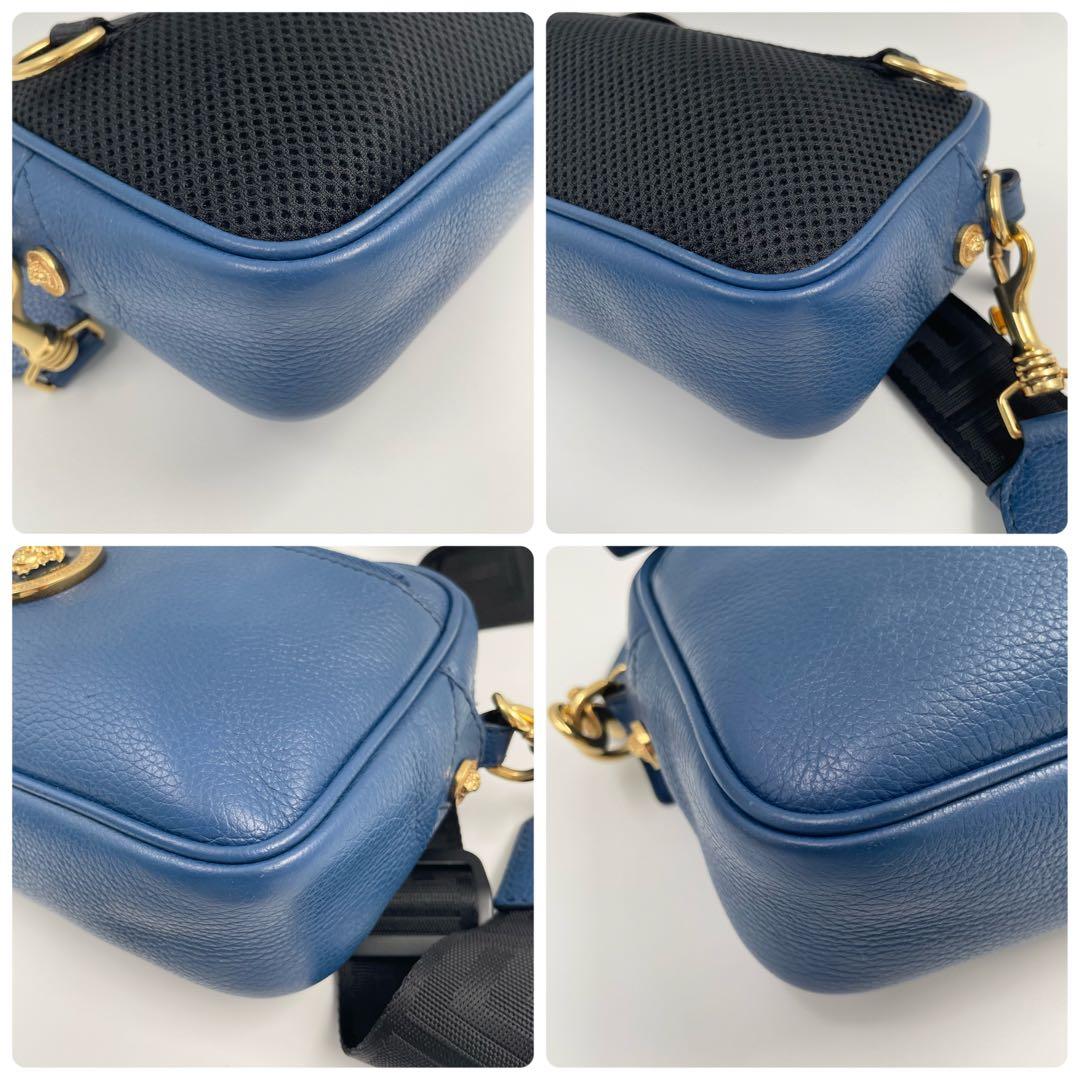 【✨極美品】 ヴェルサーチ カメラバッグ メデューサ 2way グレカ ブルー