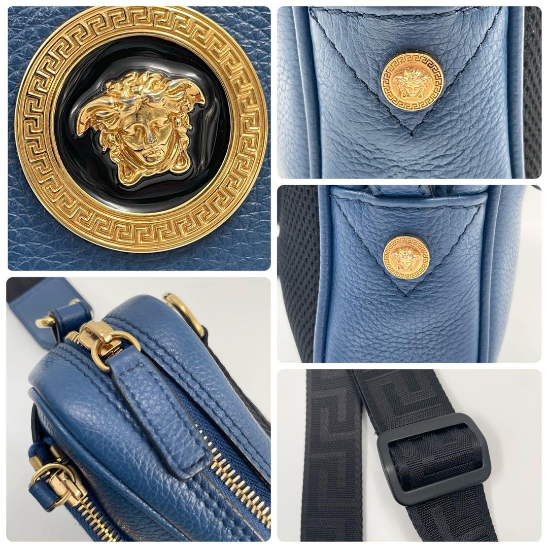 【✨極美品】 ヴェルサーチ カメラバッグ メデューサ 2way グレカ ブルー