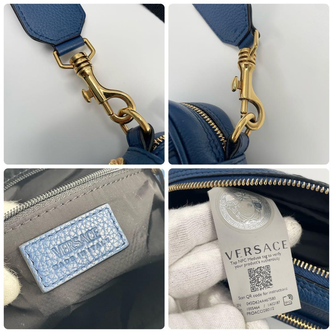 【✨極美品】 ヴェルサーチ カメラバッグ メデューサ 2way グレカ ブルー