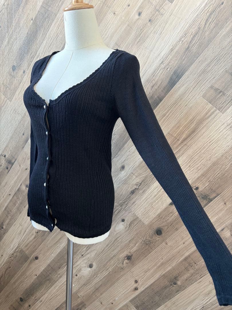 ドルチェアンドガッバーナ リブ編み パールボタン 長袖 ニット カーディガン