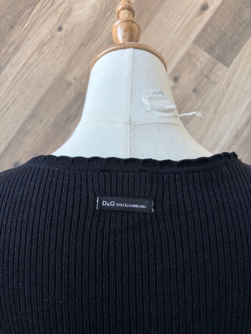 ドルチェアンドガッバーナ リブ編み パールボタン 長袖 ニット カーディガン