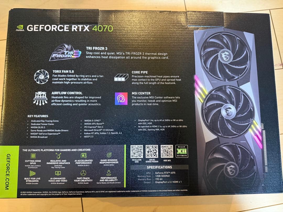 【美品】MSI GeForce RTX 4070 Gaming X Trio