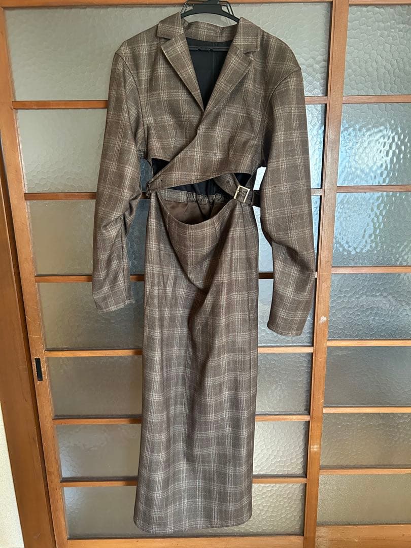 ワンピース Ameri WAIST CROSS CHECK DRESS