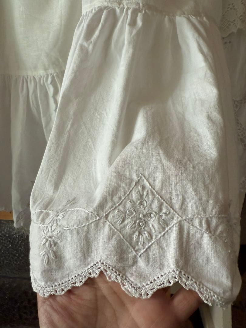 アンティーク刺繍レースのふりふりカーテンஐ⋆*ナチュラルリネン