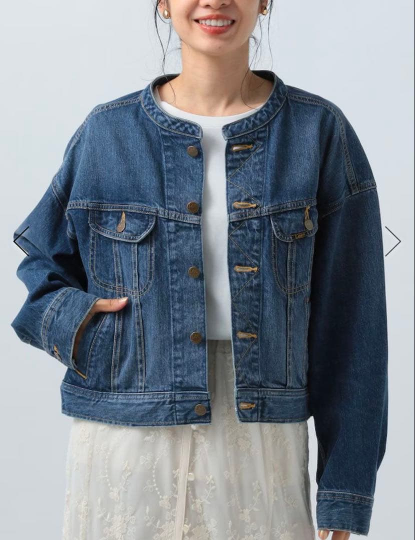 激レア　サンプル品　ノーカラーデニムジャケット　Lee(リー)別注アイテム