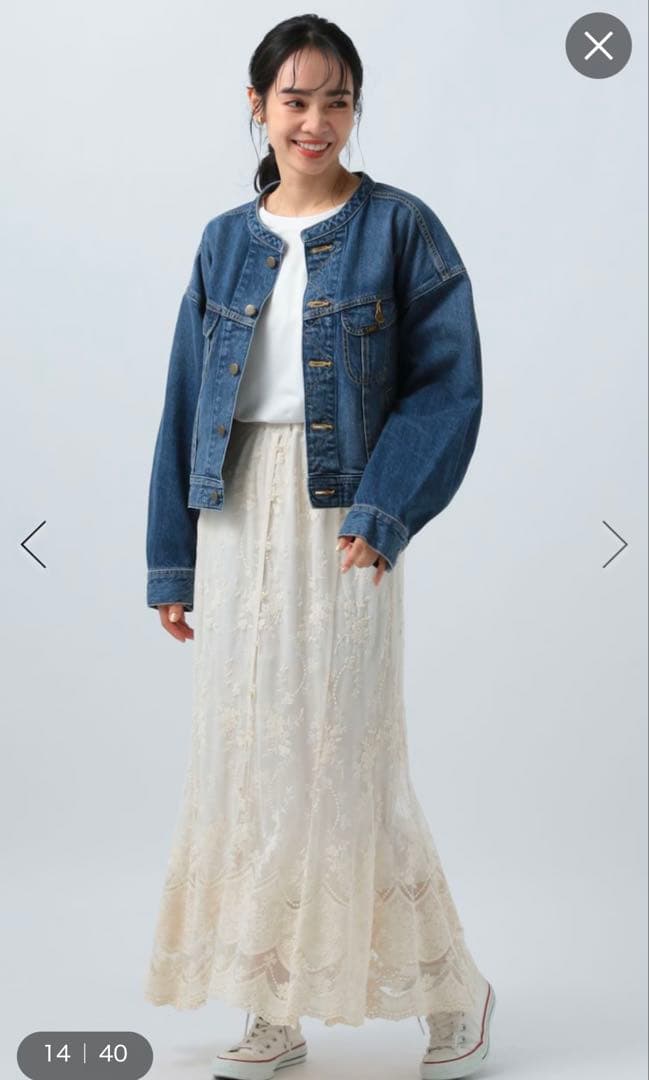 激レア　サンプル品　ノーカラーデニムジャケット　Lee(リー)別注アイテム