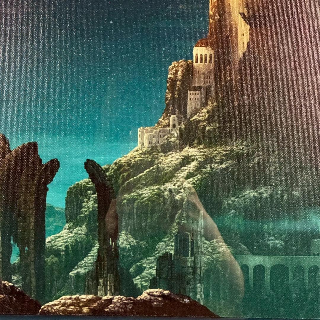 【うに】美品 内尾和正「憶の露」キャンバスジークレー 大作 直筆サイン入