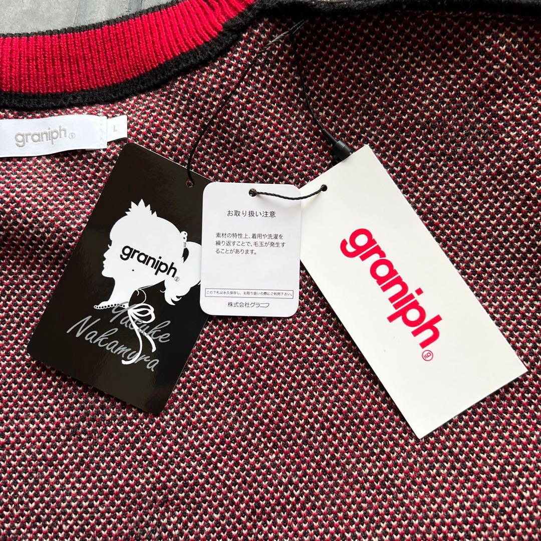 希少グラニフ 中村佑介 Re:繋がる ウォッシャブルジャカードニットL アジカン