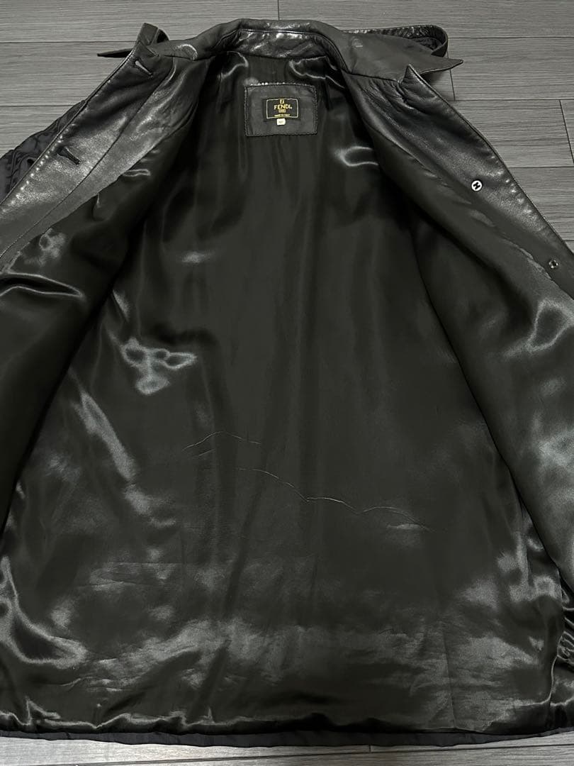 FENDI フェンディ レザー切り替えズッカ総柄 ナイロンコート フード