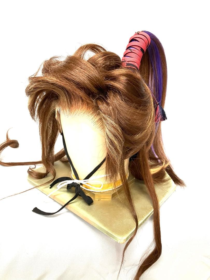 創作グラデーション、耐熱パープルプラス、大サイズ、中古大衆演劇かつら、舞踊かつら