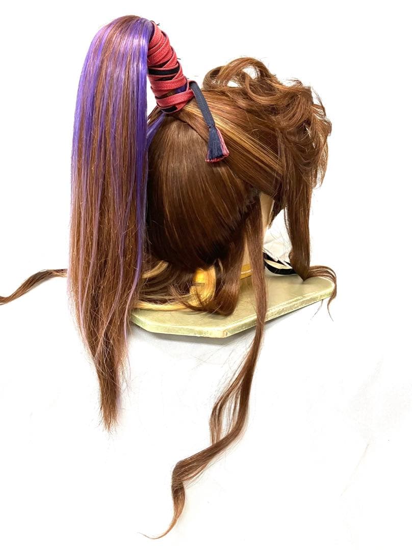 創作グラデーション、耐熱パープルプラス、大サイズ、中古大衆演劇かつら、舞踊かつら