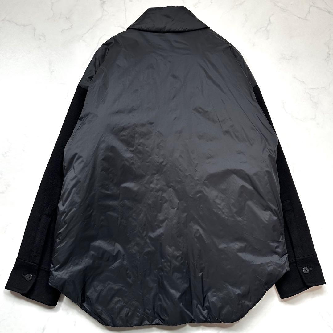 完売品◎セオリー カシミヤ コンボシャツジャケット ダブルフェイス 中綿 黒 S